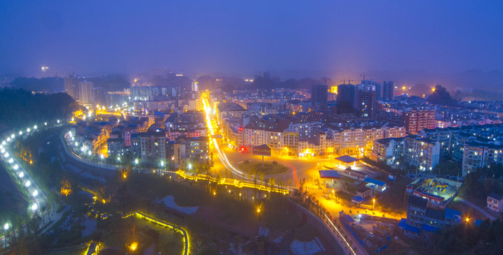 蓬溪縣城全景夜景
