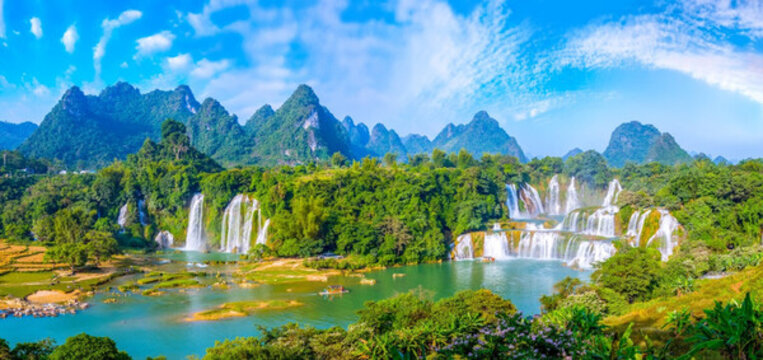 山水風光大瀑布 全景大畫幅