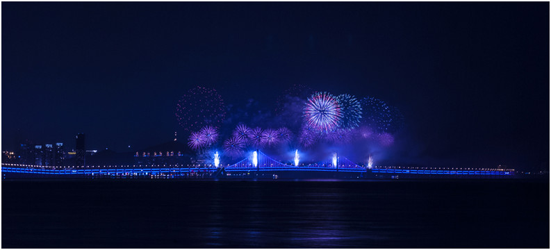 煙花 跨海大橋 海島