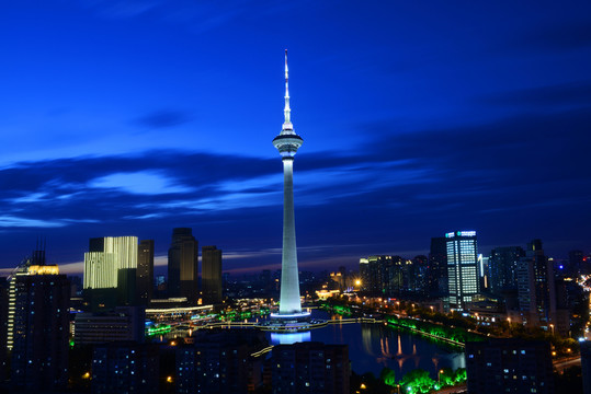 天津 天塔 夜景 農(nóng)行大廈