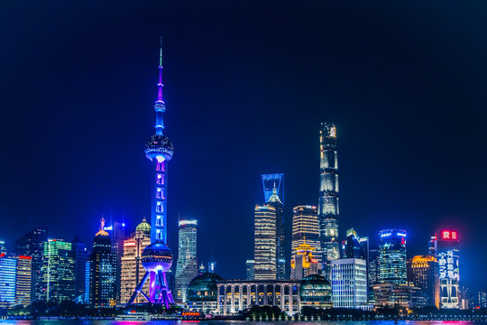 陸家嘴全景 夜景 藍(lán)色調(diào)