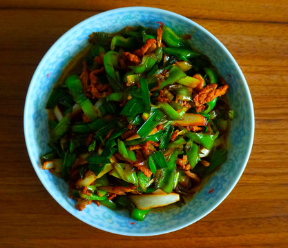 青椒蒜苗肉絲