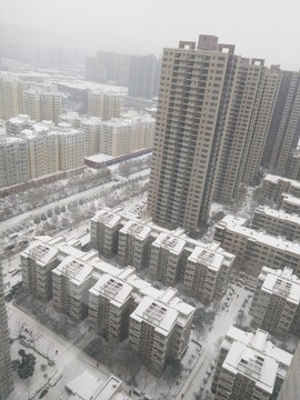 西安 雪景 城市 北郊