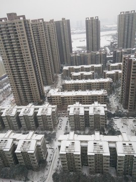 西安 雪景 城市 北郊
