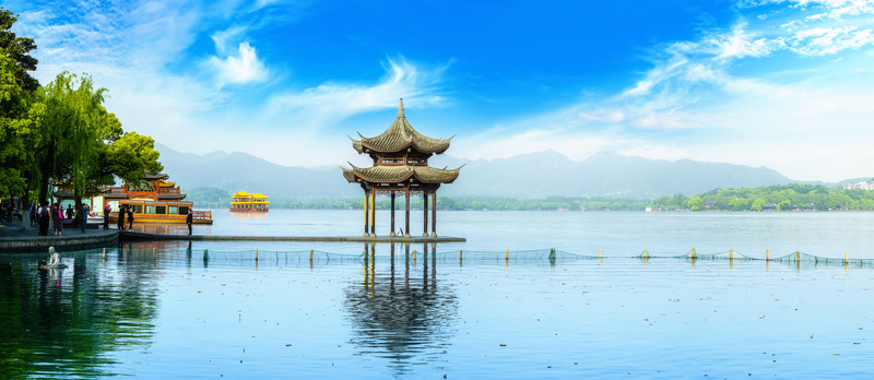 杭州西湖風(fēng)光集賢亭 全景大畫