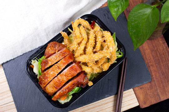 炸雞腿 快餐 盒飯 美食 美味