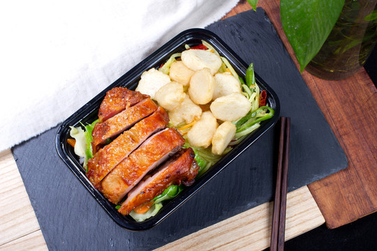 炸雞腿 快餐 盒飯 美食 美味