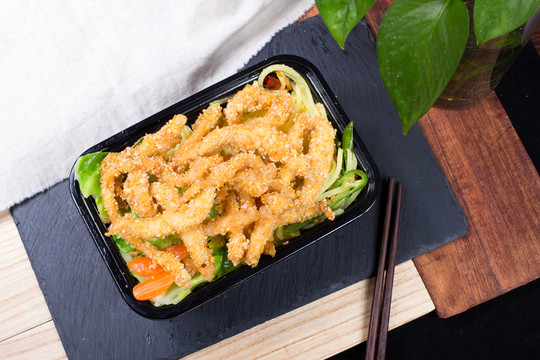 炸雞柳 快餐 盒飯 美食 美味