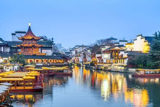 南京夫子廟秦淮河夜景