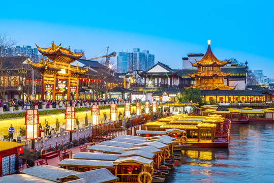南京夫子廟秦淮河夜景