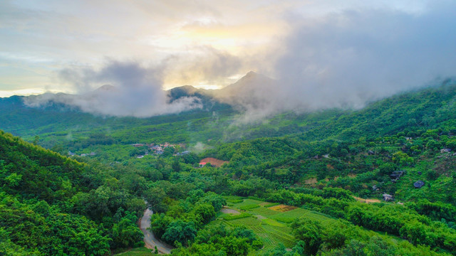雨后景色 綠色 高山
