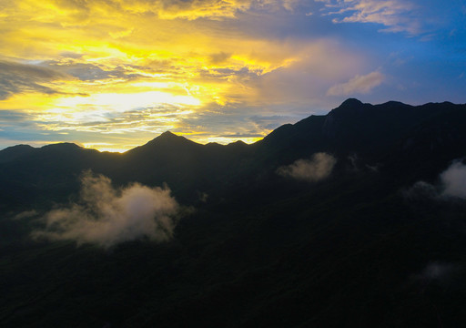 雨后景色 綠色 高山