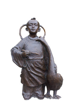 古代私塾讀書書童雕像