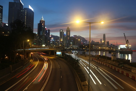 維多利亞港建筑夜景