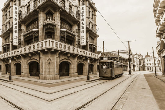 老上海舊上海街景建筑懷舊復(fù)古
