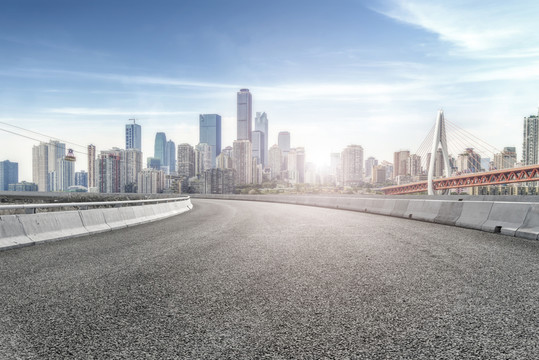 城市道路和建筑景觀天際線