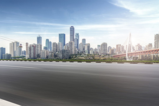 城市道路和建筑景觀天際線