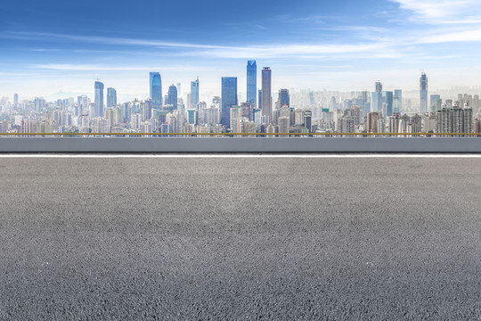 城市道路摩天大樓天際線