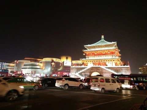 西安 鐘樓 鼓樓 周邊 夜景