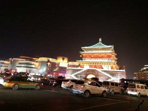 西安 鐘樓 鼓樓 周邊 夜景