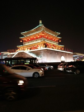 西安 鐘樓 鼓樓 周邊 夜景