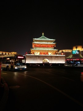 西安 鐘樓 鼓樓 周邊 夜景