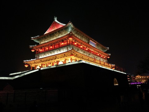 西安 鐘樓 鼓樓 周邊 夜景