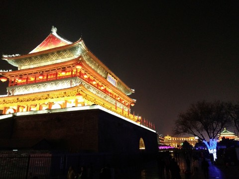 西安 鐘樓 鼓樓 周邊 夜景