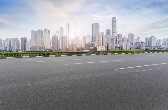 城市道路廣場和建筑景觀天際線