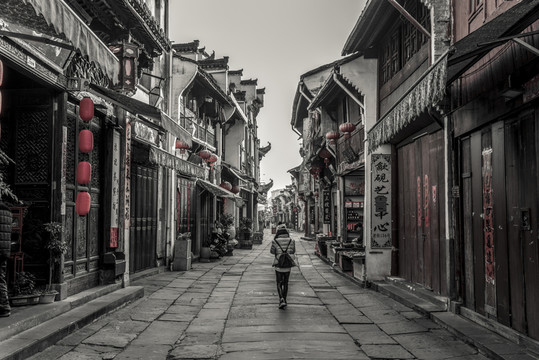古鎮(zhèn)黑白照片