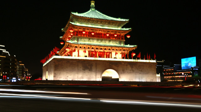 西安鐘樓高清夜景
