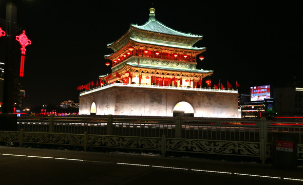 西安鐘樓高清夜景