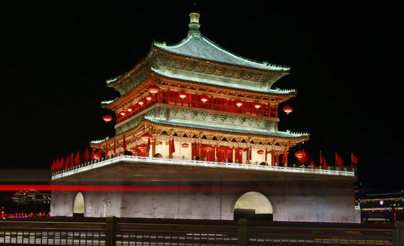 西安鐘樓高清夜景