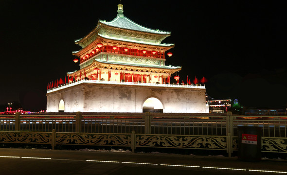 西安鐘樓高清夜景