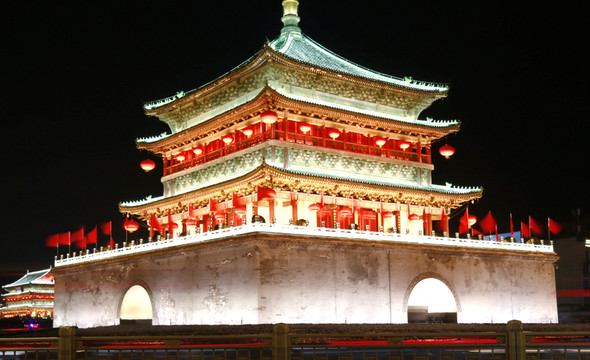 西安鐘樓高清夜景