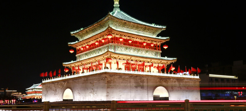 西安鐘樓高清夜景