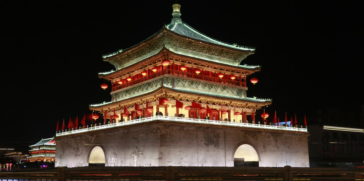 西安鐘樓高清夜景