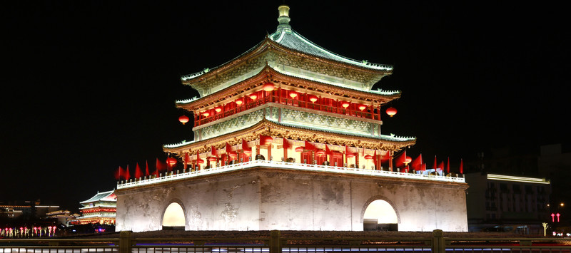 西安鐘樓高清夜景