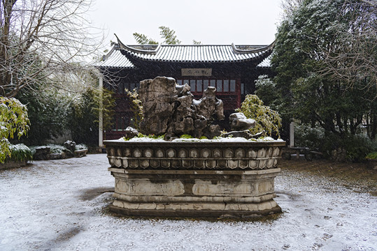 古猗園 雪景