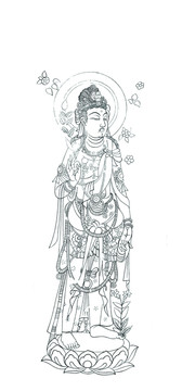 敦煌菩薩白描