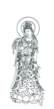 敦煌菩薩白描