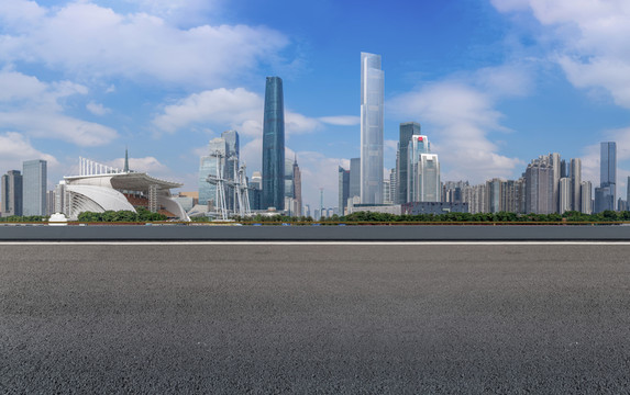 城市道路摩天大樓天際線