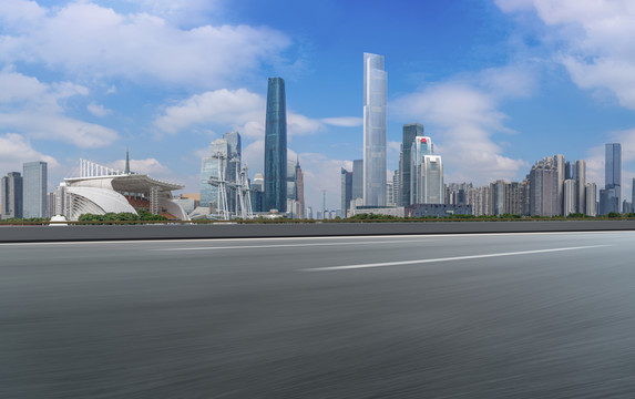 城市道路摩天大樓天際線