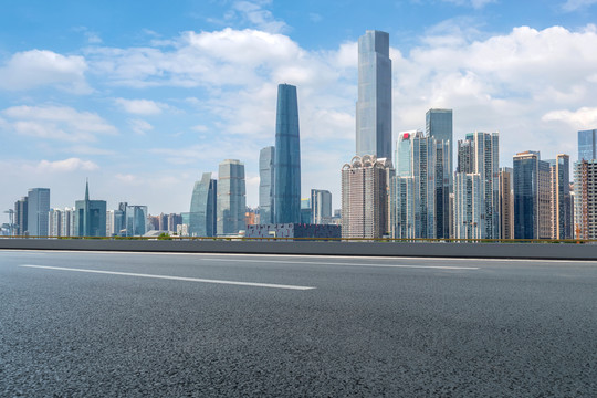 城市道路摩天大樓天際線