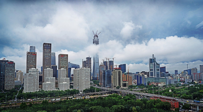 北京CBD全景 云中的中国尊