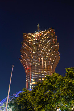 澳門葡京酒店 夜景 高清