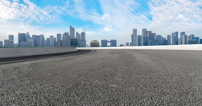 杭州城市道路摩天大樓天際線