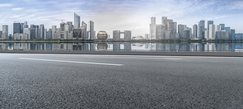 杭州城市道路摩天大樓天際線
