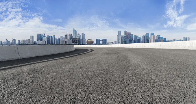 杭州城市道路摩天大樓天際線