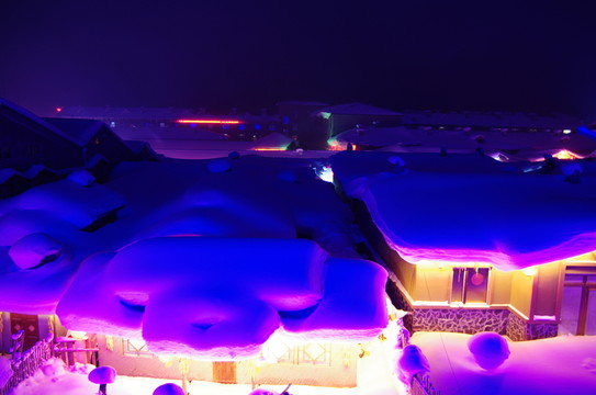 雪鄉(xiāng)風景集合夜景俯視